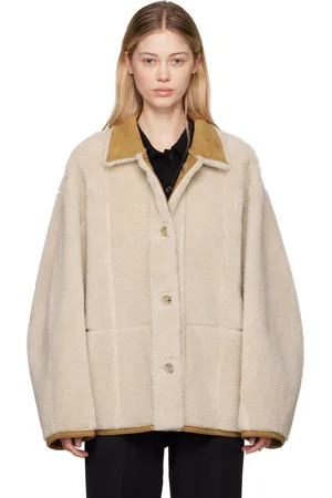 LE 17 SEPTEMBRE Tan Spread Collar Faux-Shearling Jacket
