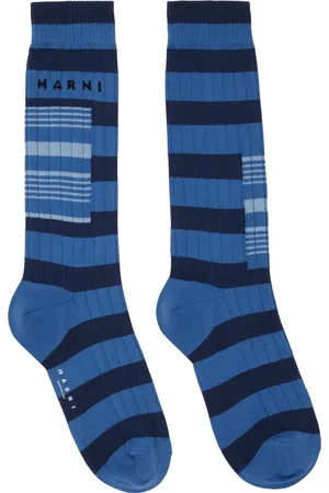 Marni Blue Contrast Stripes Socks