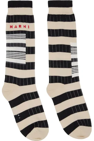 Marni Beige & Black Contrast Stripes Socks