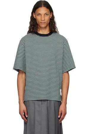 Thom Browne Green & White Striped T-Shirt