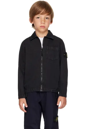 Stone Island Kids Black Garment-Dyed Shirt