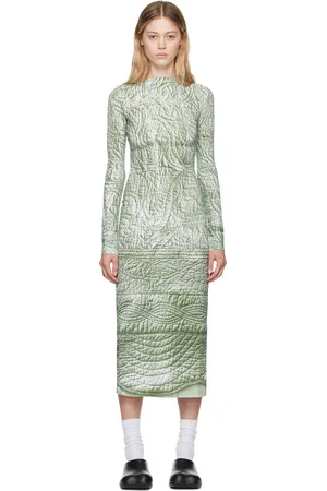 Maison Margiela Green Printed Midi Dress