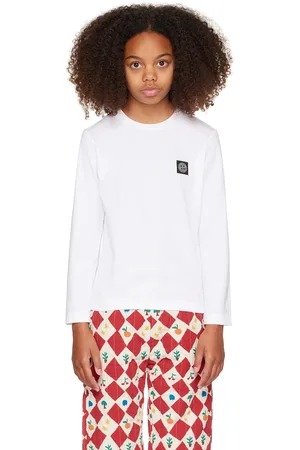 Stone Island Kids White 20447 Long Sleeve T-Shirt