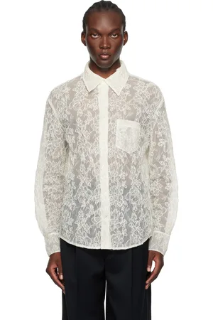 Simone Rocha Off-White Fine Corded Lace Sheer Shirt