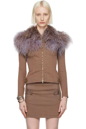 KNWLS Brown Shiv Shearling Denim Jacket