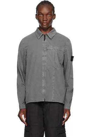 Stone Island Gray Garment-Dyed Shirt