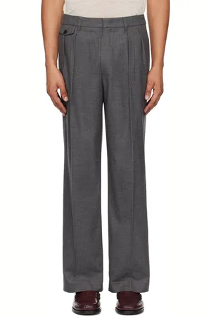 DUNST Gray Double Pleated Wide Trousers