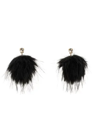Simone Rocha Black Crystal Stud Pompom Earrings