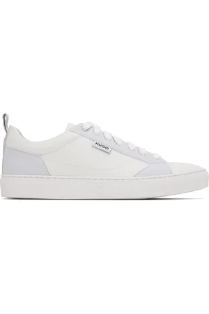 HUGO BOSS White & Gray Cupsole Faux-Leather Sneakers