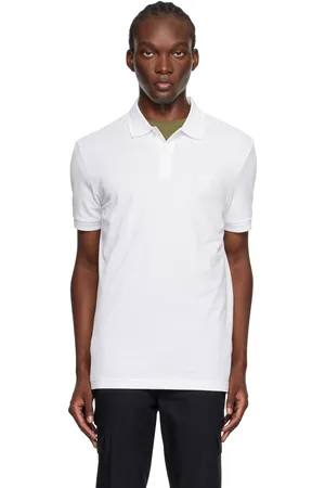 HUGO BOSS White Spread Collar Polo
