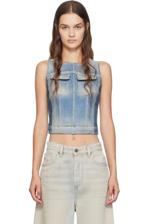 Diesel Blue & Gray De-Benedicta-S Denim Tank Top
