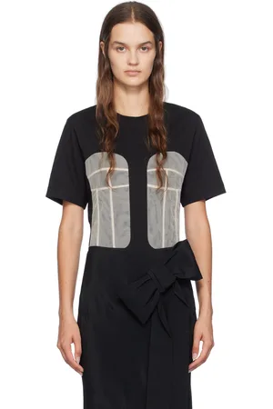 Simone Rocha Black & Beige Paneled Bust T-Shirt