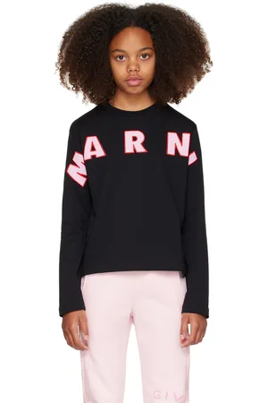 Marni Kids Black Logo Appliqué Long Sleeve T-Shirt