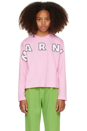 Marni Kids Pink Logo Appliqué Long Sleeve T-Shirt
