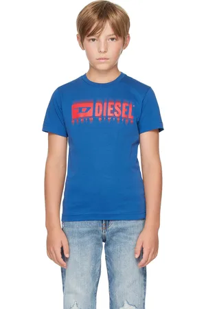 Diesel Kids Blue Printed Logo T-Shirt