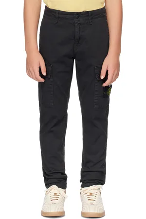 Stone Island Kids Black Logo Patch Cargo Pants