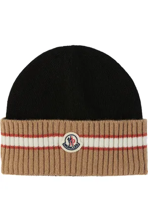 Moncler Kids Black Striped Beanie