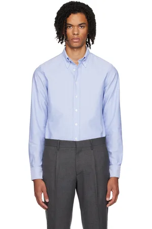 LARDINI Blue Button-Down Collar Shirt