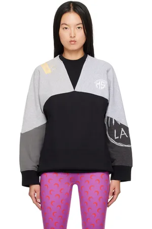 Marine Serre Gray & Black Upcycled Graphic Sweatshirts Sweatshirt