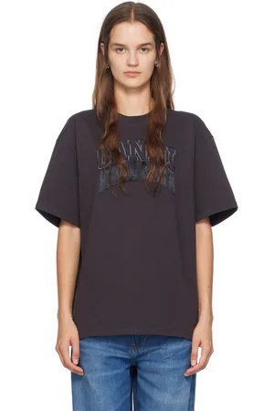 Ganni Black Heavy Cotton Fringed T-Shirt