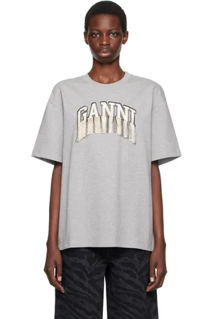 Ganni Gray Fringe T-Shirt
