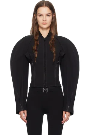 MUGLER Black Sculptured Scuba Jacket