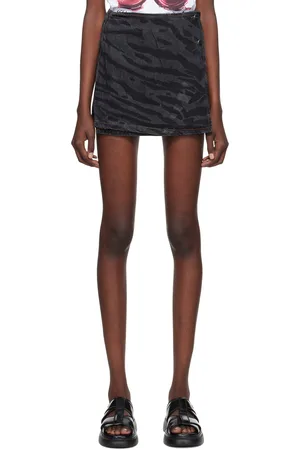 Ganni Black Lazer Denim Miniskirt