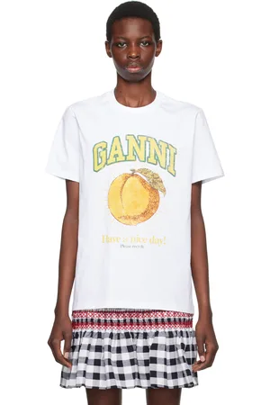 Ganni White Peach T-Shirt