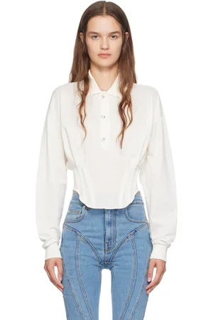 MUGLER Off-White Corseted Polo