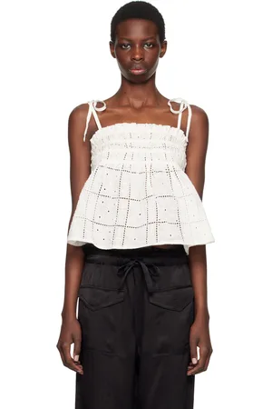 Ganni White Broderie Anglaise Top