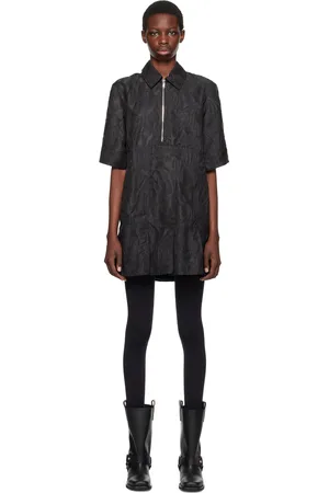 Ganni Black Cloqué Pleated Minidress