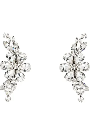 Simone Rocha Silver & White Floral Half Moon Earrings