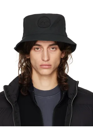 Stone Island Black Embroidered Bucket Hat