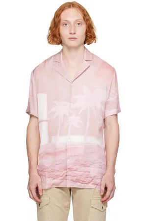 Balmain Pink Postcard Print Shirt