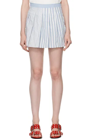 Ganni Blue & White Pleated Miniskirt