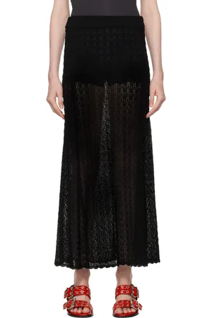 Ganni Black Pointelle Maxi Skirt