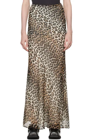Ganni Brown Leopard Print Maxi Skirt