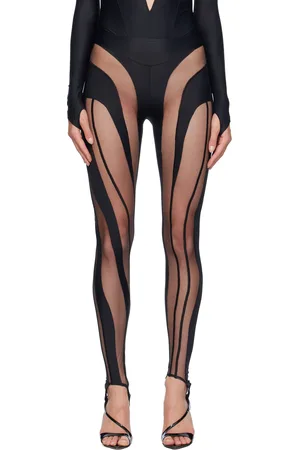 MUGLER Black Spiral Leggings