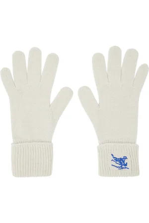 Burberry Off-White Logo-Embroidered Gloves