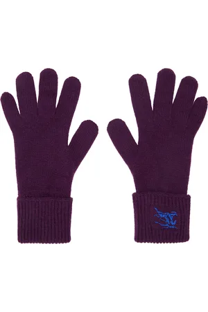 Burberry Purple Logo-Embroidered Gloves