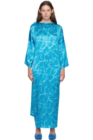 Marie Adam-Leenaerdt Blue Peignoir Maxi Dress
