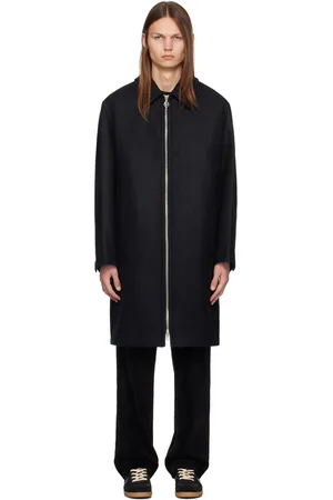 Solid Black Spread Collar Coat