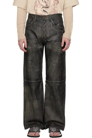 Acne Studios Black Faded Leather Pants