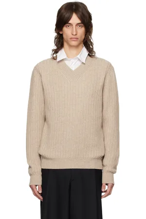 BRIONI Beige Cashmere V-Neck Sweater