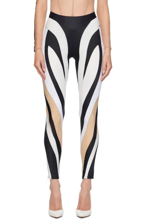 MUGLER Black & Off-White Spiral Leggings