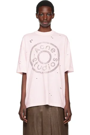 Acne Studios Pink U Button Logo T-Shirt