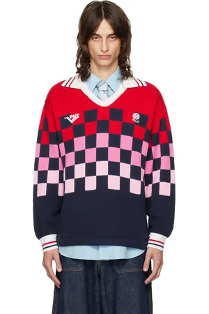 rice nine ten Multicolor Checkrd Soccer Jersey Sweater