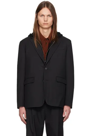 Solid Black Twill Blazer