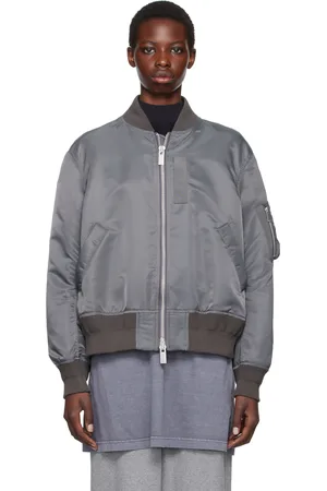 SACAI Gray Nylon Bomber Jacket