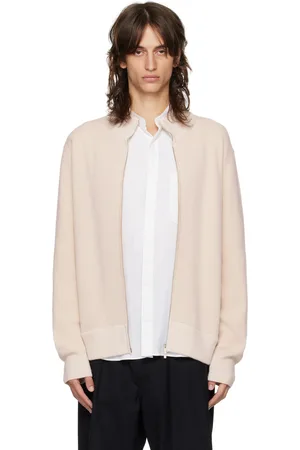 LARDINI Off-White Ribbed Zip Sweater